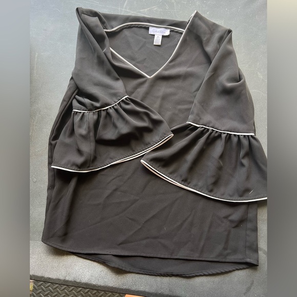 Calvin Klein Black and White Blouse Bell Sleeves Size Small - Picture 4 of 4